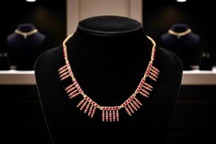 Collar guirnalda de hojas de rubí bañadas por el sol Oro amarillo de 18 quilates