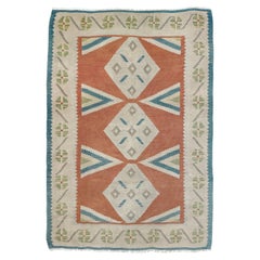 Sun-Faded Coral Red Tribal Turkish Kilim • Handmade Vintage Flatweave Rug (6×8)