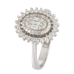 Sun Flower White 18K Gold White Diamond Ring For Her