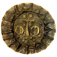 Sun King, Handcrafted Bronze Relief by Otto Kopcsanyi, 1970s