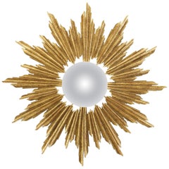 Sun King Mirror in Solid Wood with Antique Gold Paint