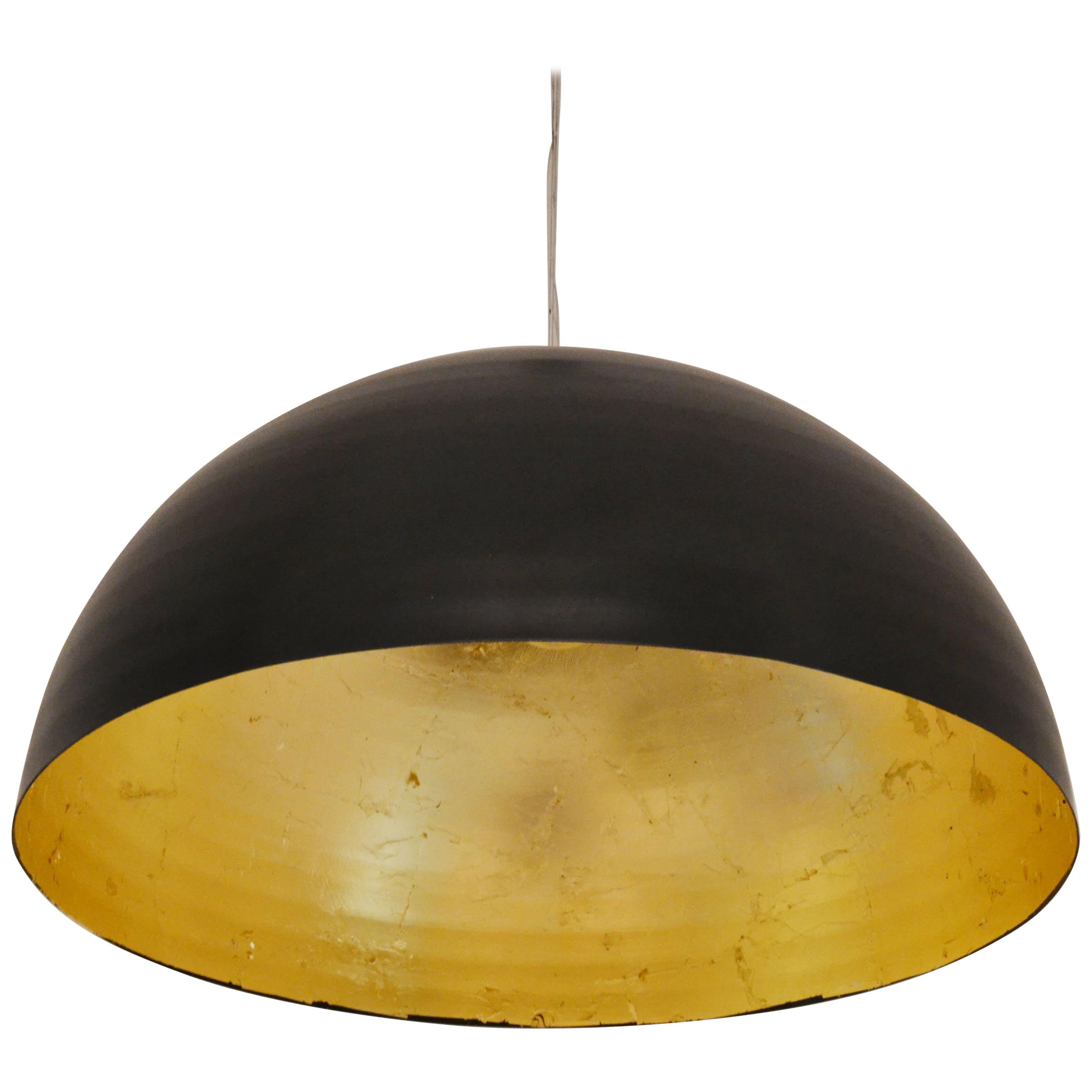 'Sun' Large Round 24-Karat Gold Leaf Ceiling Light by Element&Co For Sale
