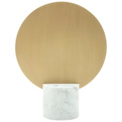 “Sun Mirror Brass” White Carrara Marble Minimalist Mirror by Aparentment