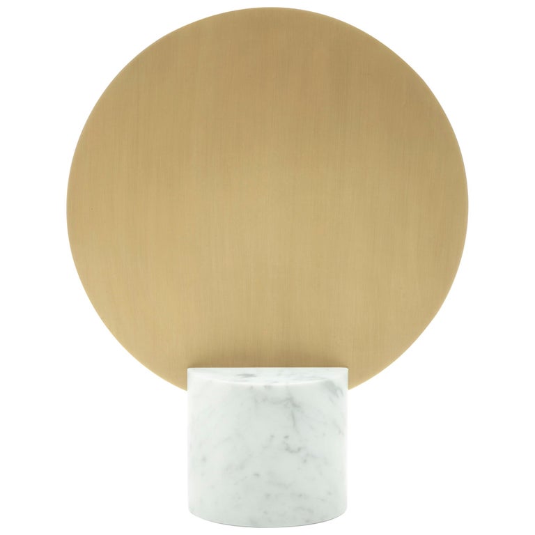 “Marblelous Sun Mirror” Minimalist Carrara Marble Mirror by Aparentment