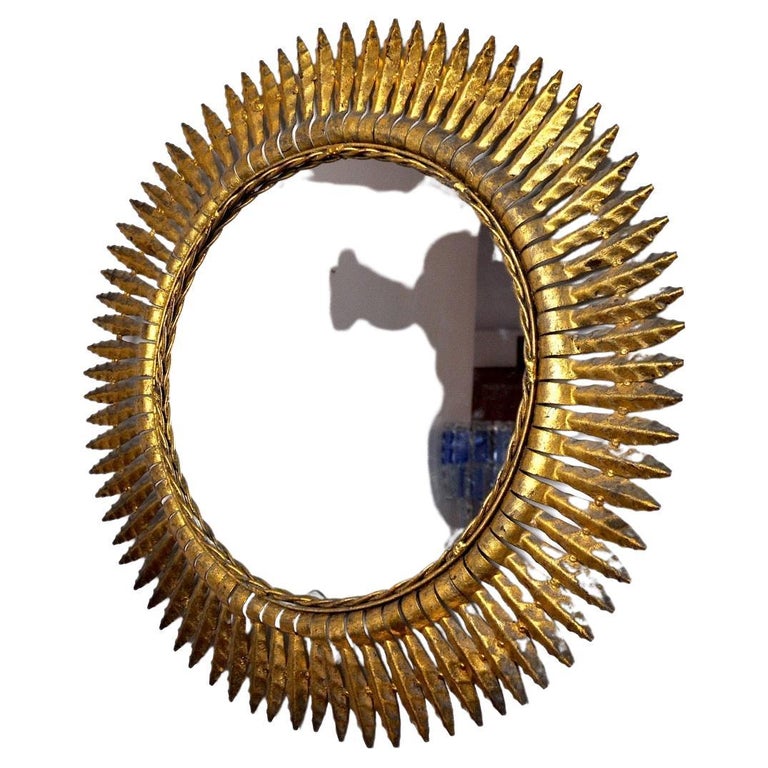 WLABCD Miroir Rond Miroirs Muraux Sunburst Pour Salon, Grand Miroir Rond Doré Décoratif Mural Miroir Minable Chic Décor À La Maison Pour, Meilleur Cadeau Pour Mère,70 Cm