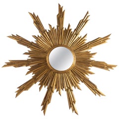 Sun Mirror in Gilded Wood