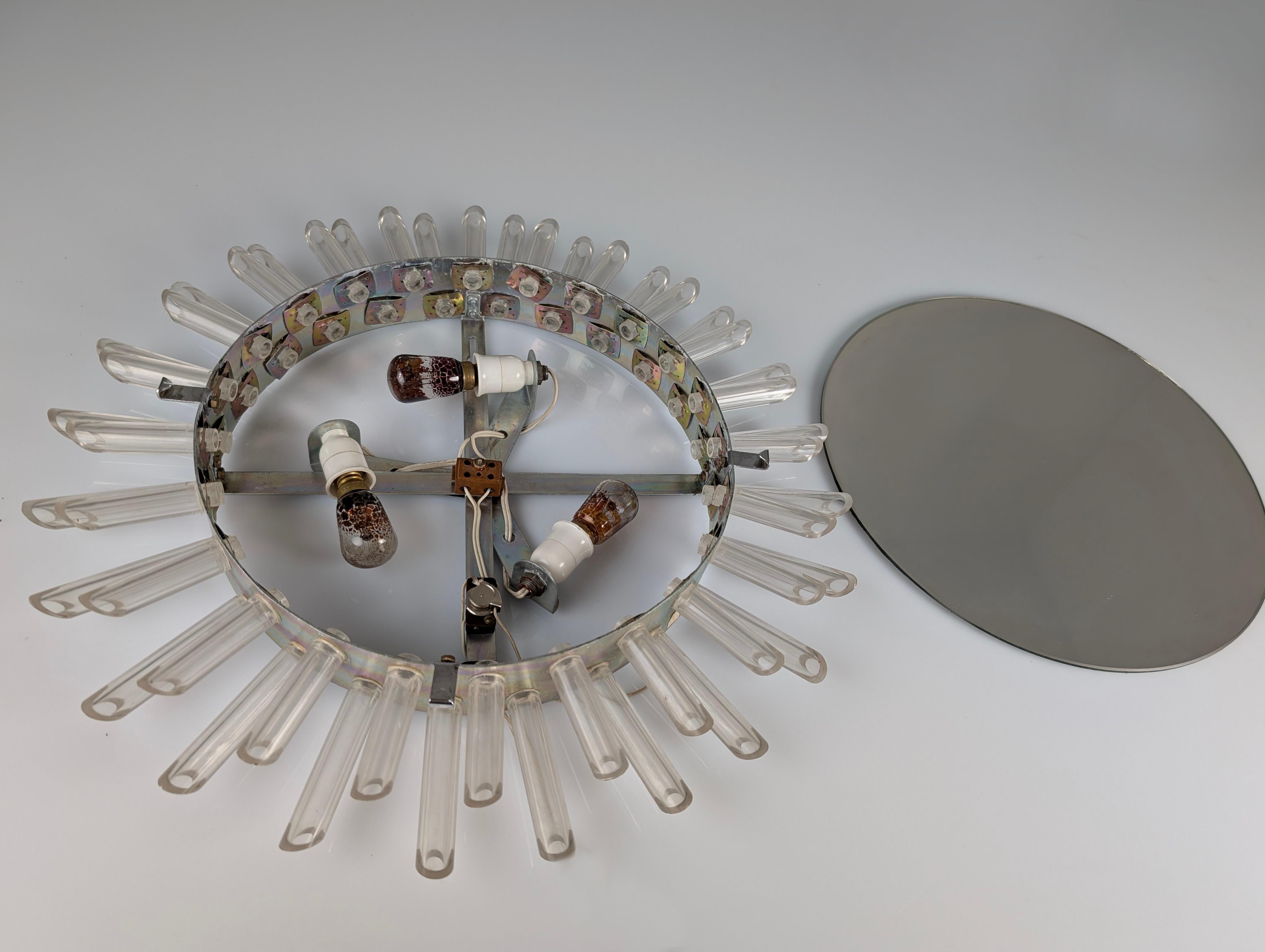 Sun Mirror Lamp Pink 1970s For Sale 3