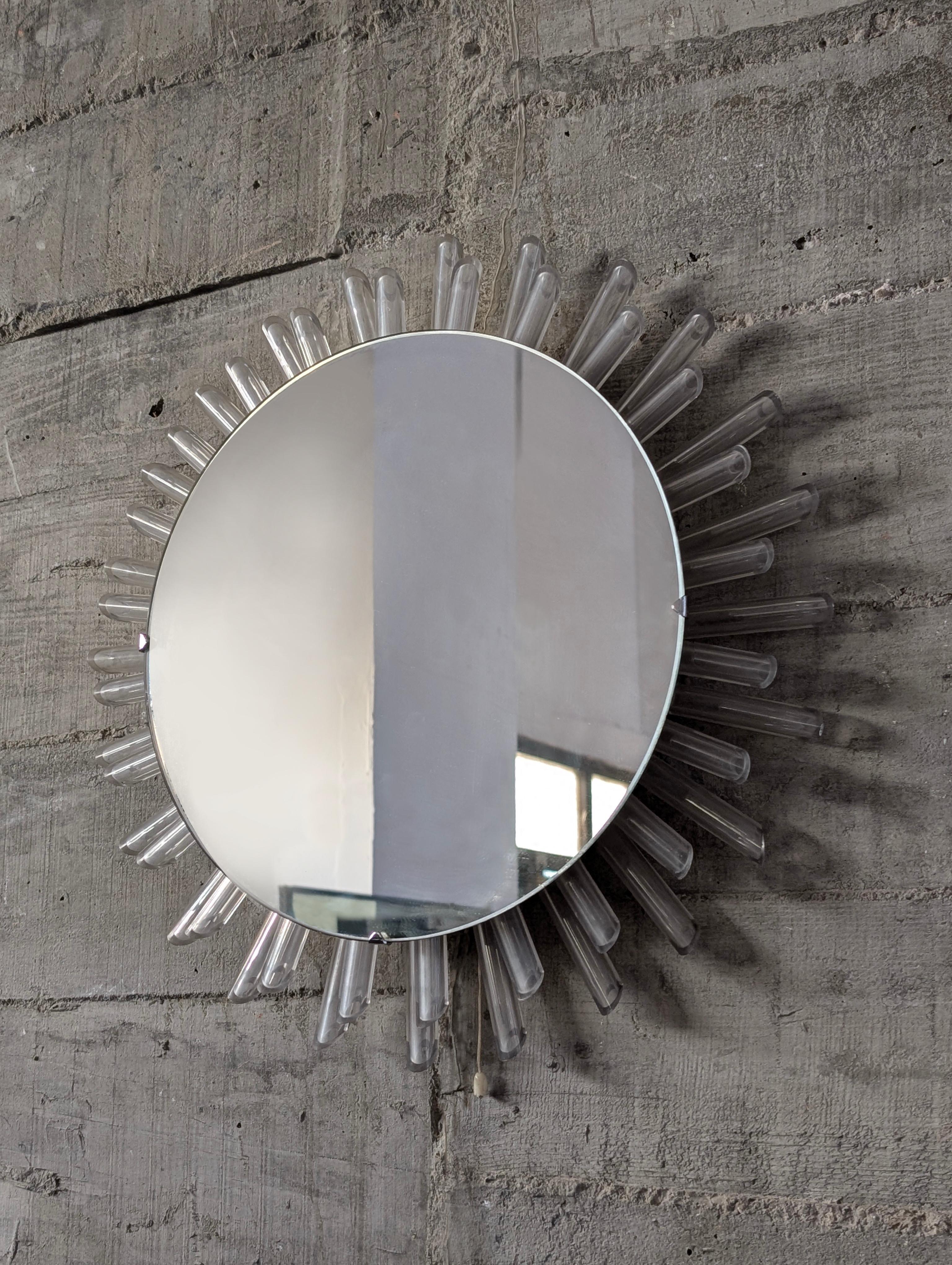 Sun Mirror Lamp Pink 1970s For Sale 1