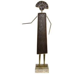 Sun Queen by Laszlo Pal Horvath, Original Work, Iron and Brass on Marble Base