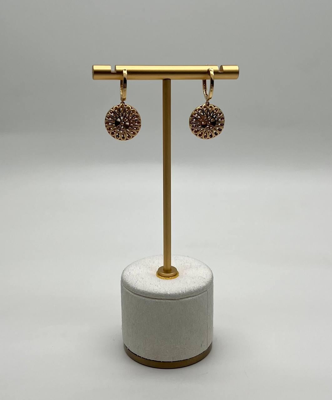 Mixed Cut Sun Ray Solar Burst Diamonds Pave Halo 14K Yellow Gold Statement Earrings For Sale