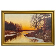"Sol poniéndose sobre el lago" de Edvard Rosenberg