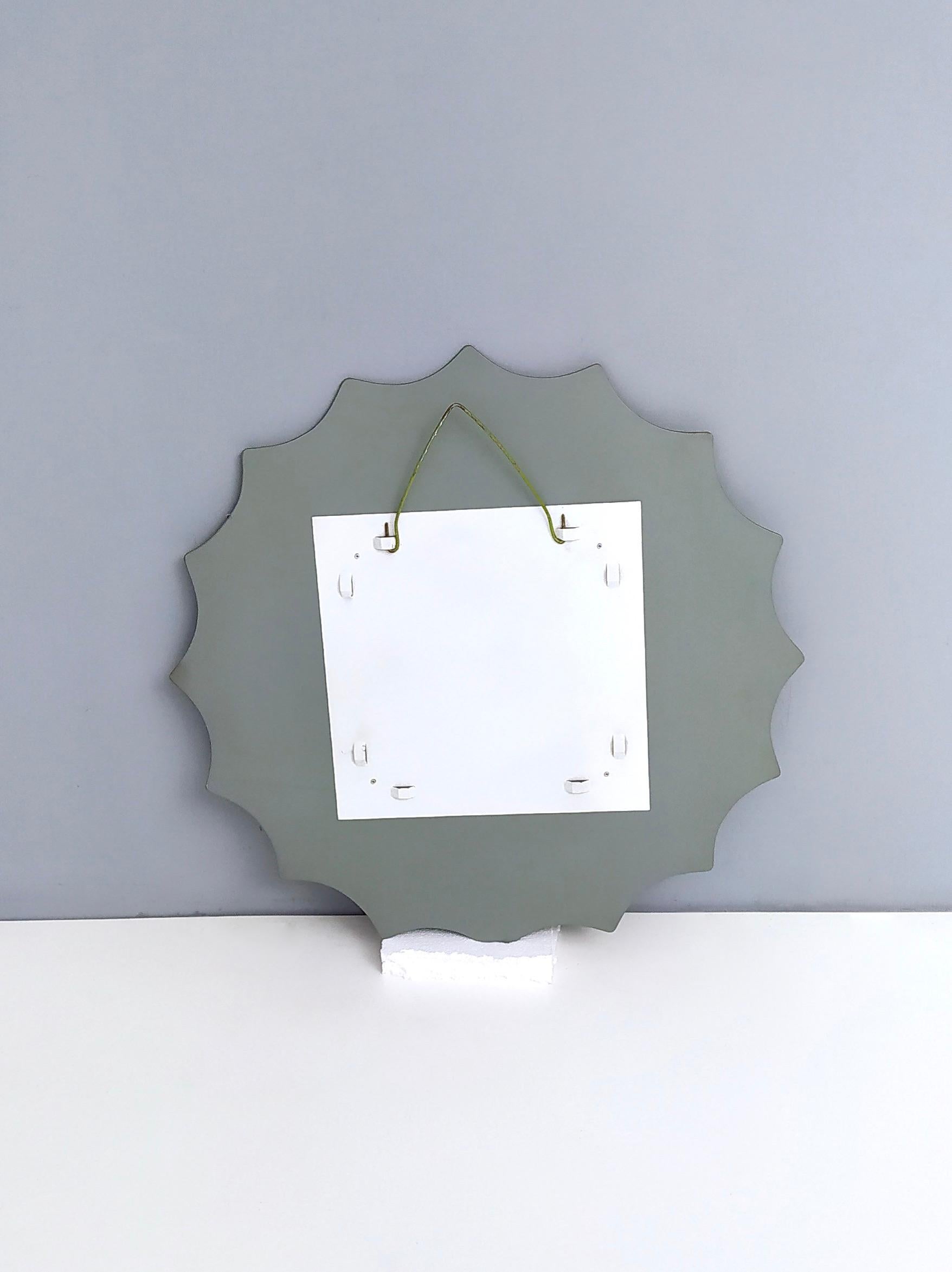 Post-Modern Postmodern Sun Shaped Bronze Wall Mirror in the Style of Cristal Art, Italy For Sale
