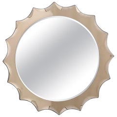 Specchio da parete in bronzo a forma di sole postmoderno nello stile di Cristal Arte, Italia