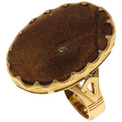 sun stone emerald Sun Stone 18 Karat Rose Gold Vintage Engraved Ring Handcrafted in Italy