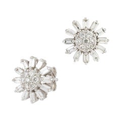 Sun Studs White Gold 18K Earrings Diamond For Her