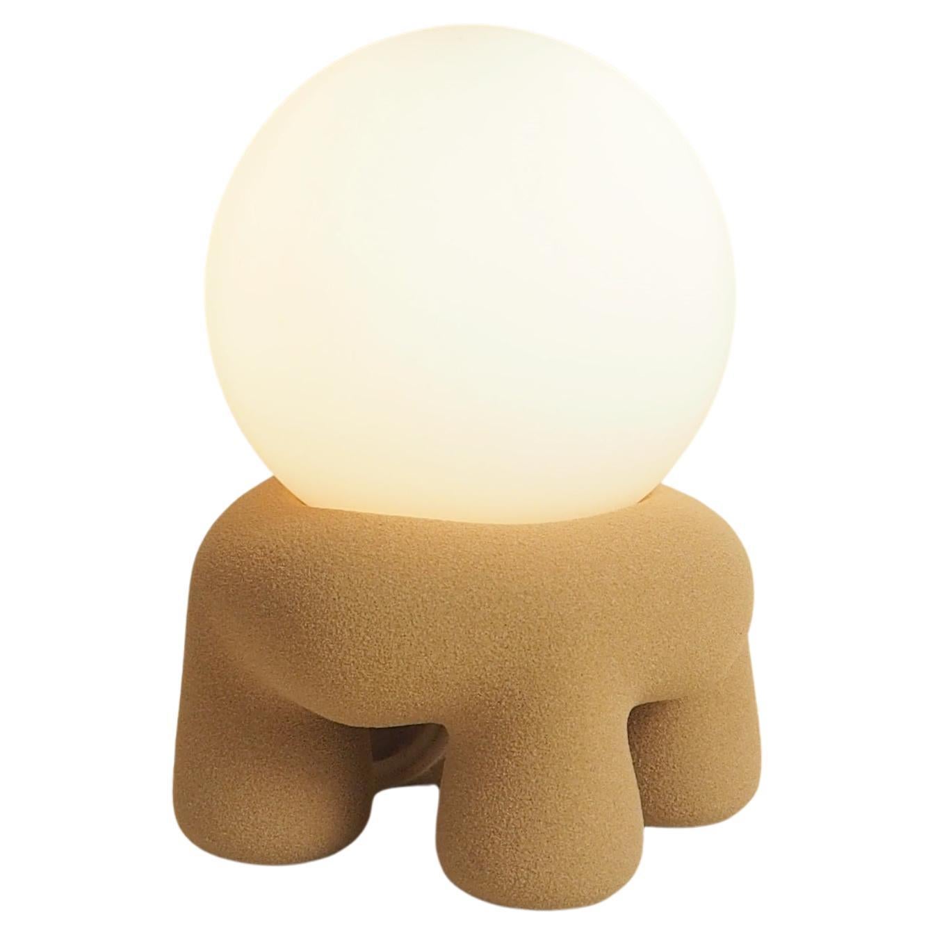 Spherical Top,  Organic Short Legged Base Quartz Sand Table Lamp by Luis Gimeno