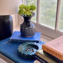 Sun Tray: Scalloped Round Tray in Emerald Marble by Anastasio Home