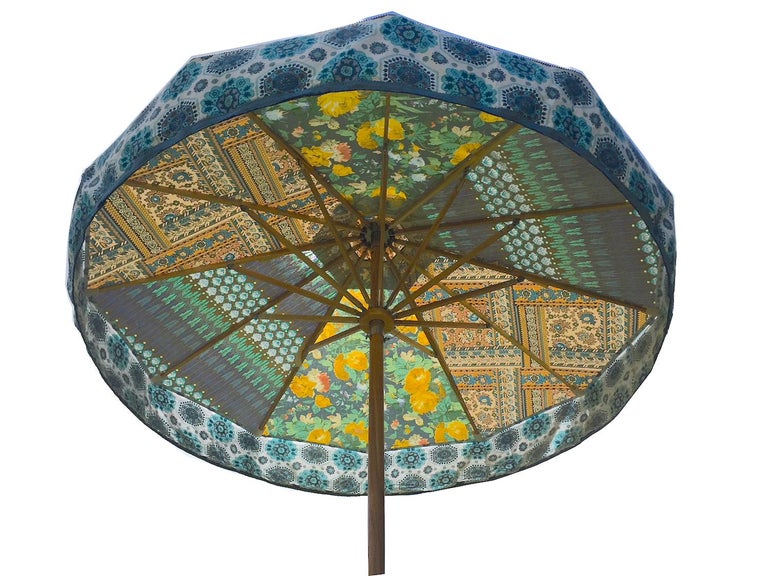Sun Umbrella Beach Umbrella Vintage Fabric by Sunbeam Jackie For Sale