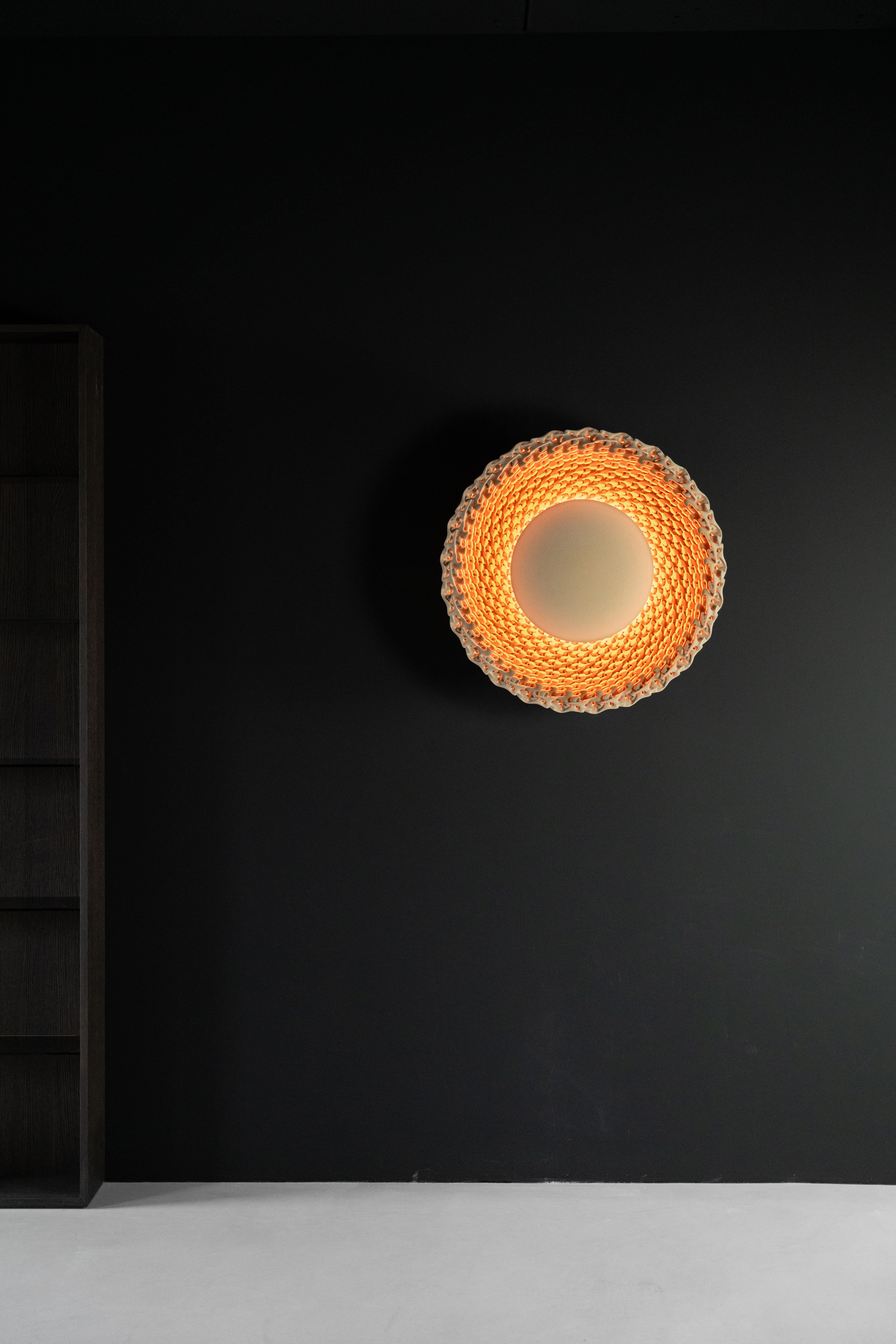 Dutch Sun Wall Lamp, 3D-Printed Sand, Parametric Atmospheric, Mood Lighting For Sale