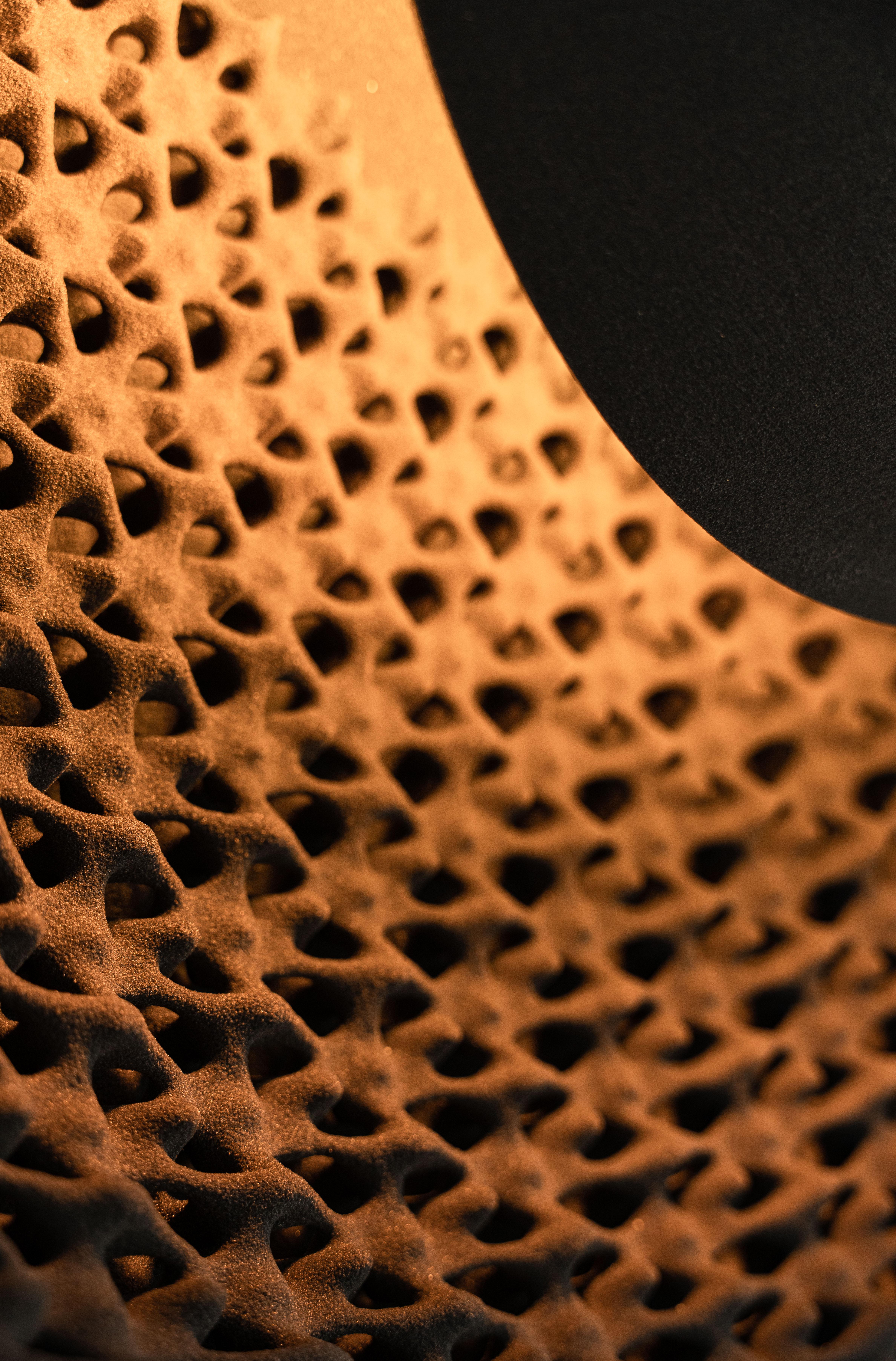 Futurist Sun Wall Lamp, 3D-Printed Sand, Sculptural Organic, Ambient Mood Lighting For Sale