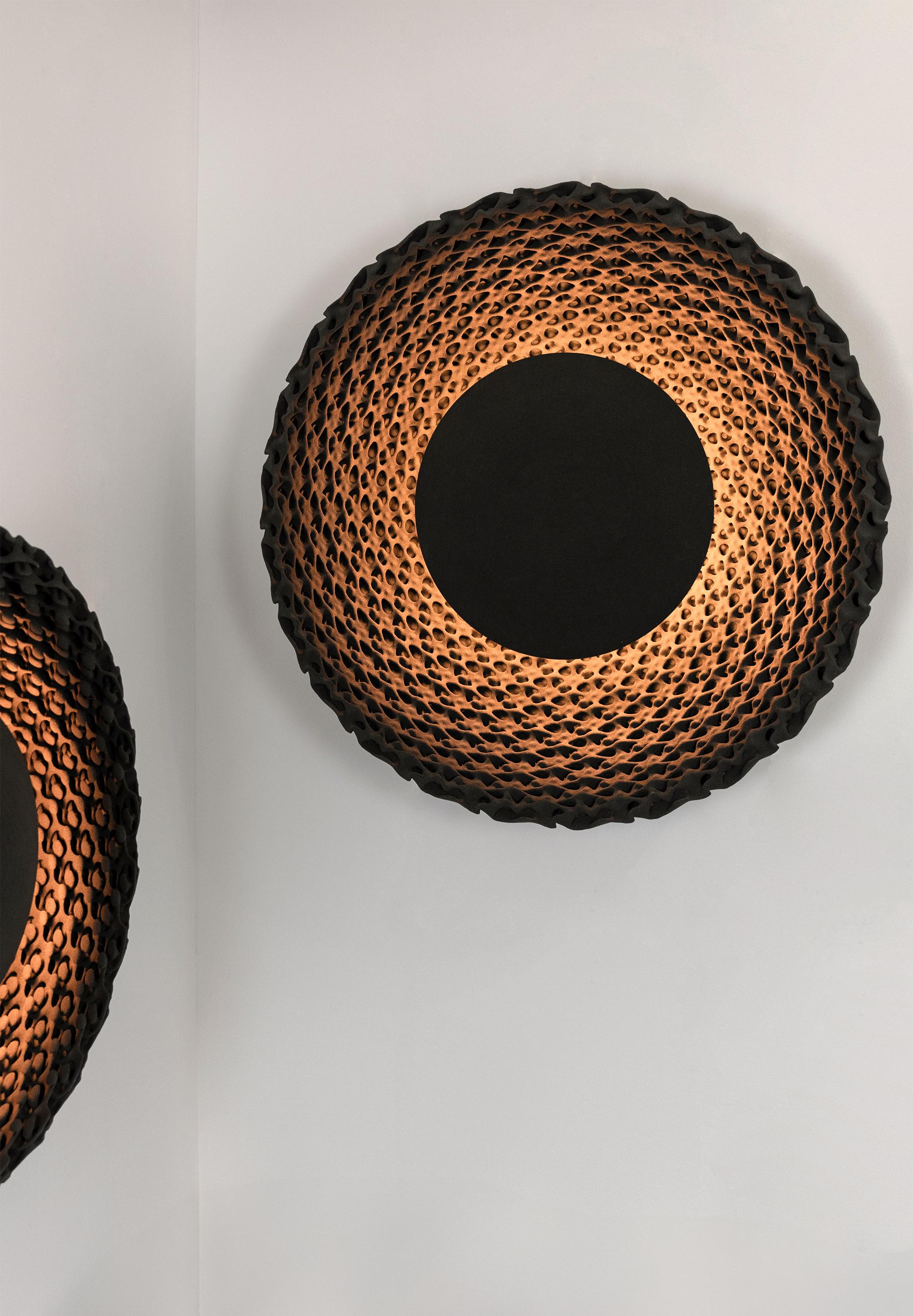 Dutch Sun Wall Lamp, 3D-Printed Sand, Sculptural Organic, Ambient Mood Lighting For Sale