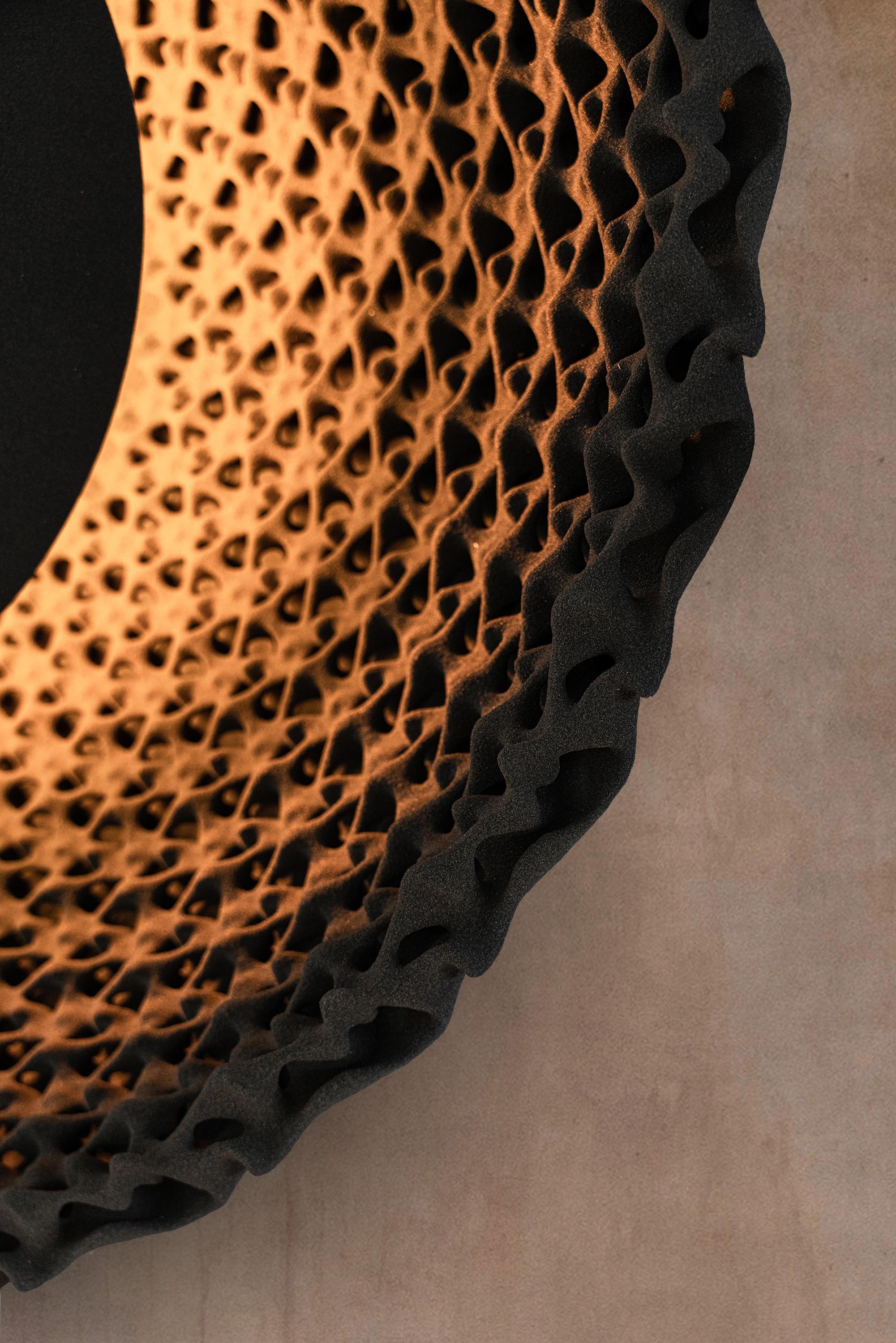 Contemporary Sun Wall Lamp, 3D-Printed Sand, Sculptural Organic, Ambient Mood Lighting For Sale