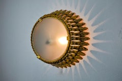 Sun wall lamp by ferro arte, metal and gold leaf, spain, 1960