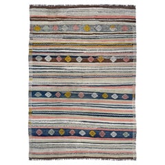 Sun-Washed Sage Turkish Kilim • Handmade Vintage Flatweave Rug (5×8)