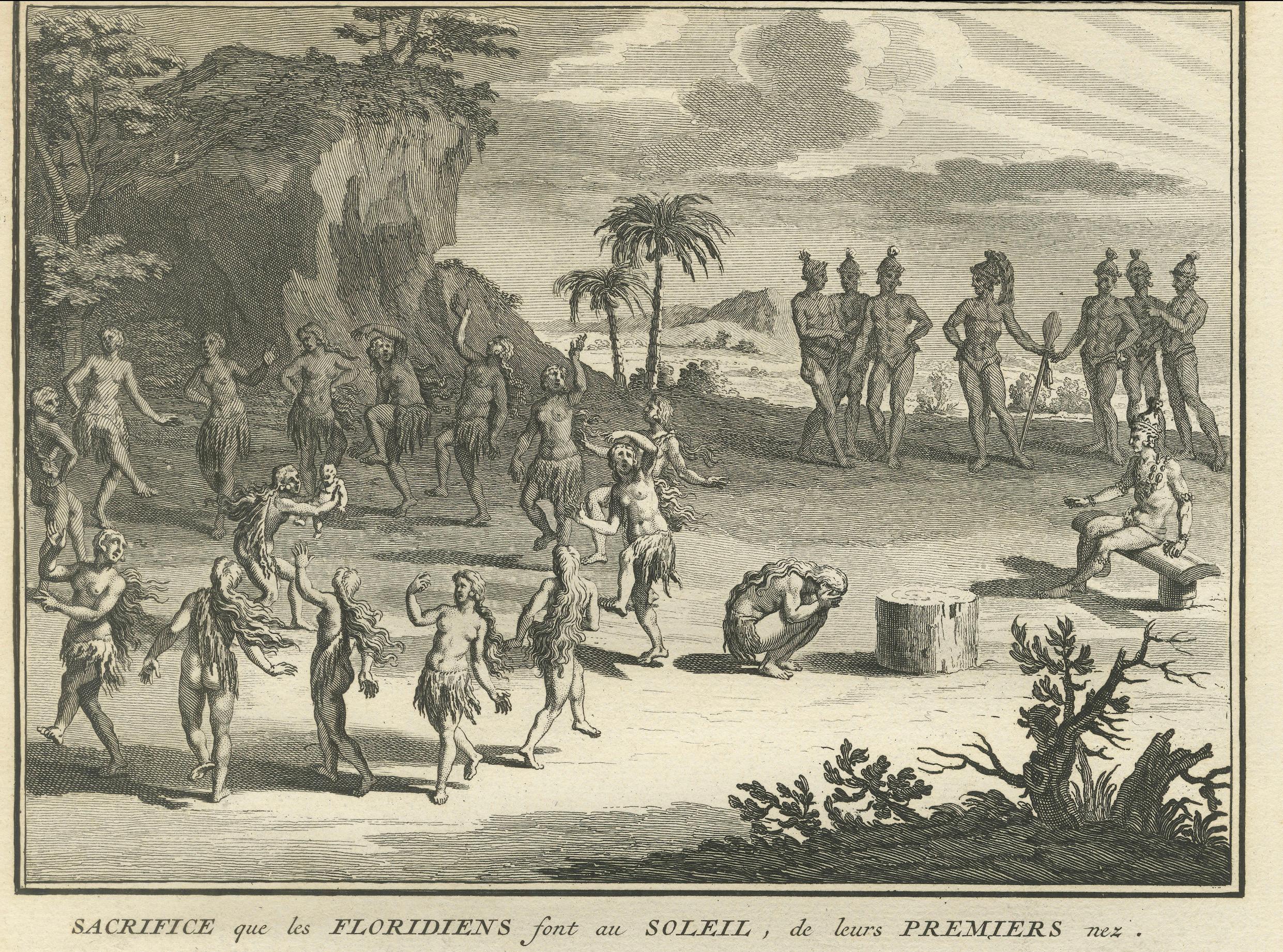 Sun Worship Rituale der Floridianen, dargestellt in Sacrificial Ceremonies, 1734 im Angebot 2