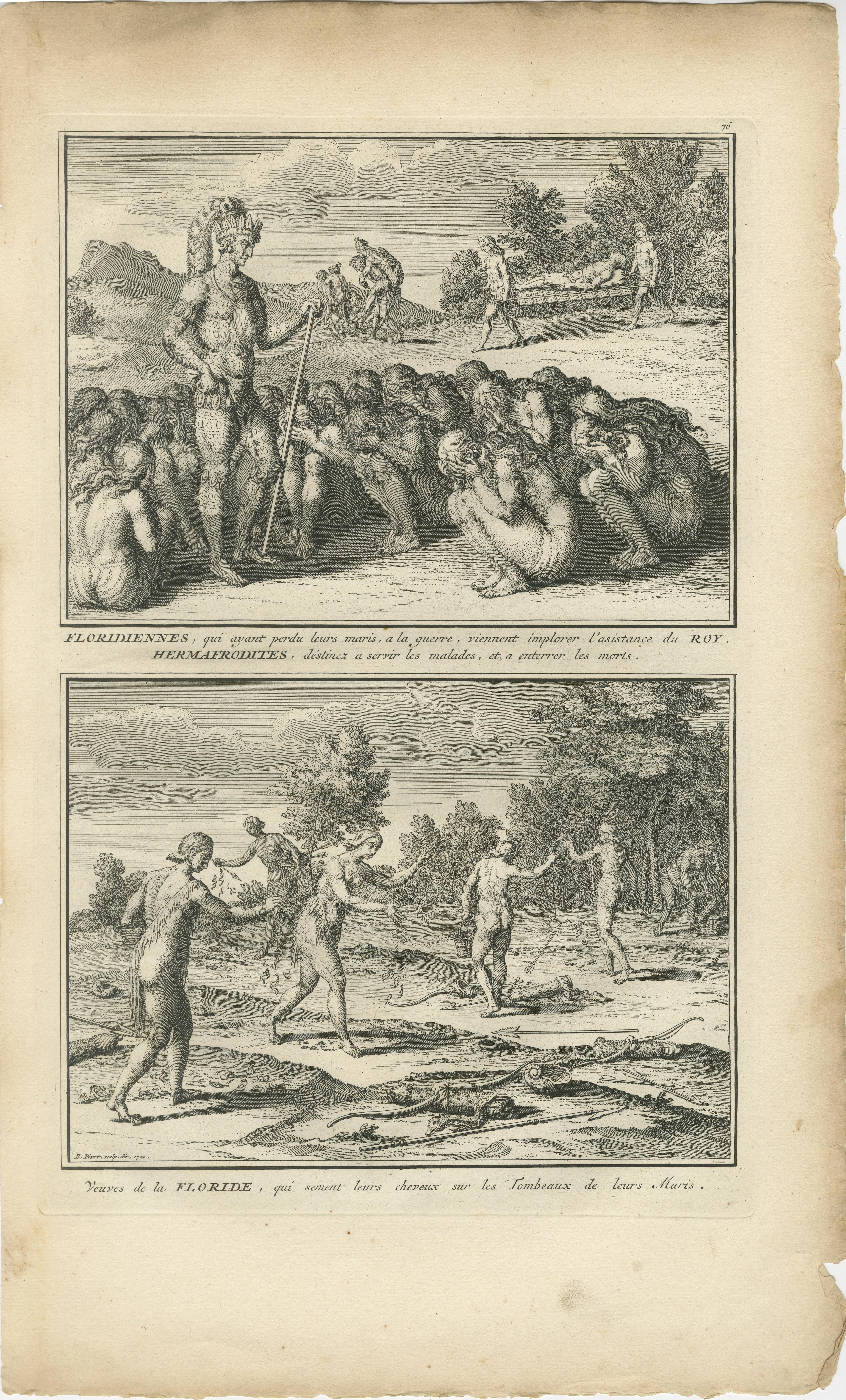 Sun Worship Rituale der Floridianen, dargestellt in Sacrificial Ceremonies, 1734 im Angebot 3