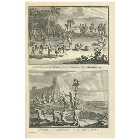 Sun Worship Rituals of the Floridians Depicted in Sacrificial Ceremonies, 1734