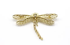Suna Brothers 18 Karat Yellow Gold and Diamond Dragonfly Brooch Pin