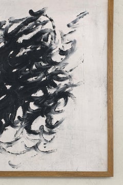 Contemporary Abstract Calligraphic Painting in Black and White by Suna Imre