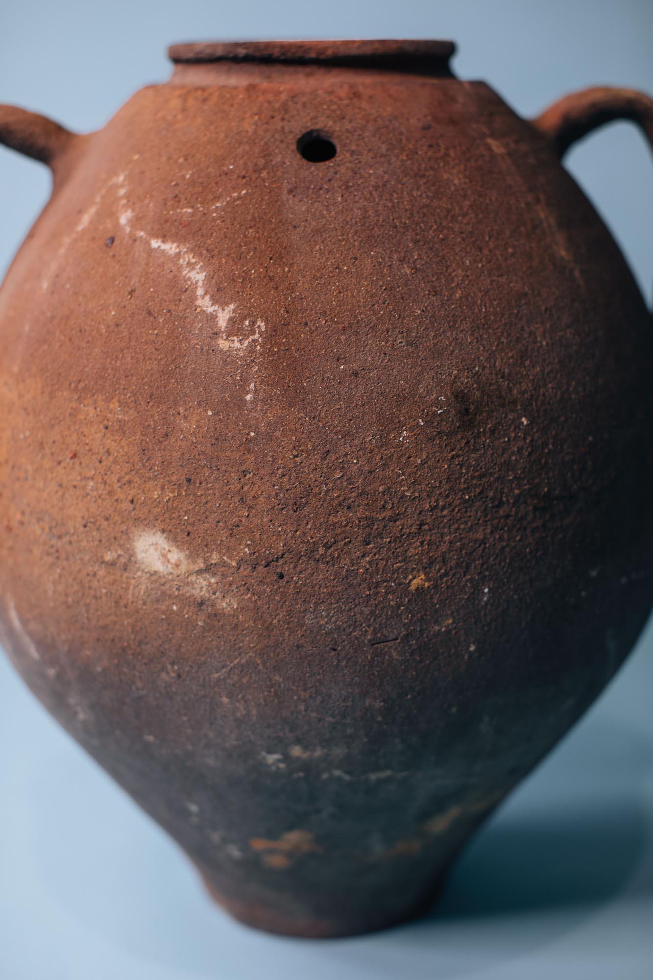 Mid-20th Century Sunbaked Double-Handled Terracotta Jar, Early 20th Century Mediterranean Vessel For Sale