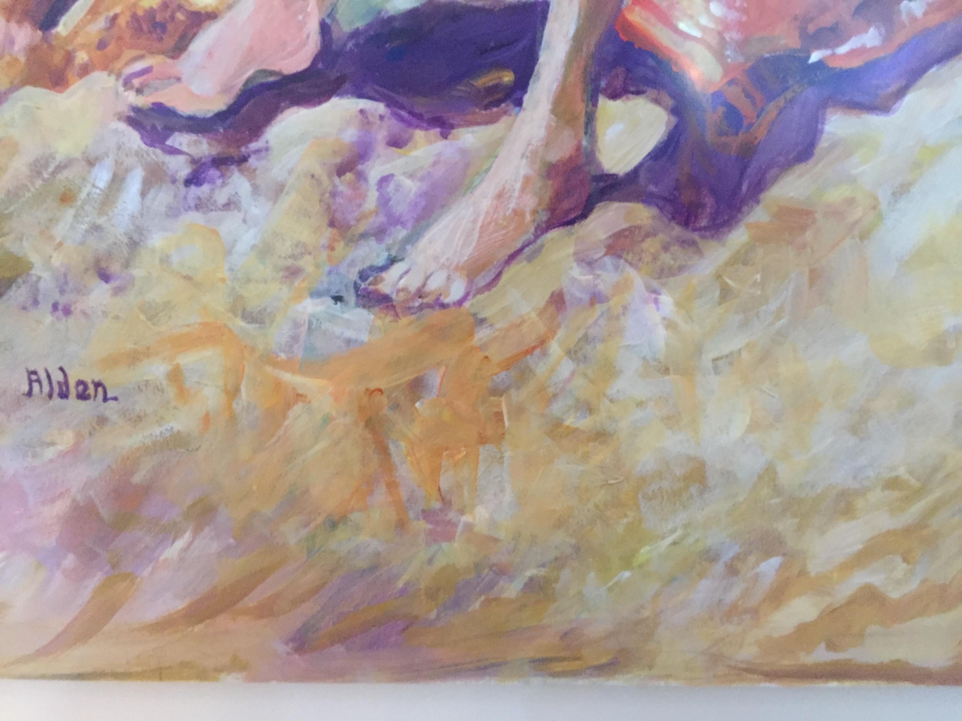 Américain Peinture aquarelle de la scène de plage par Selma Alden en vente