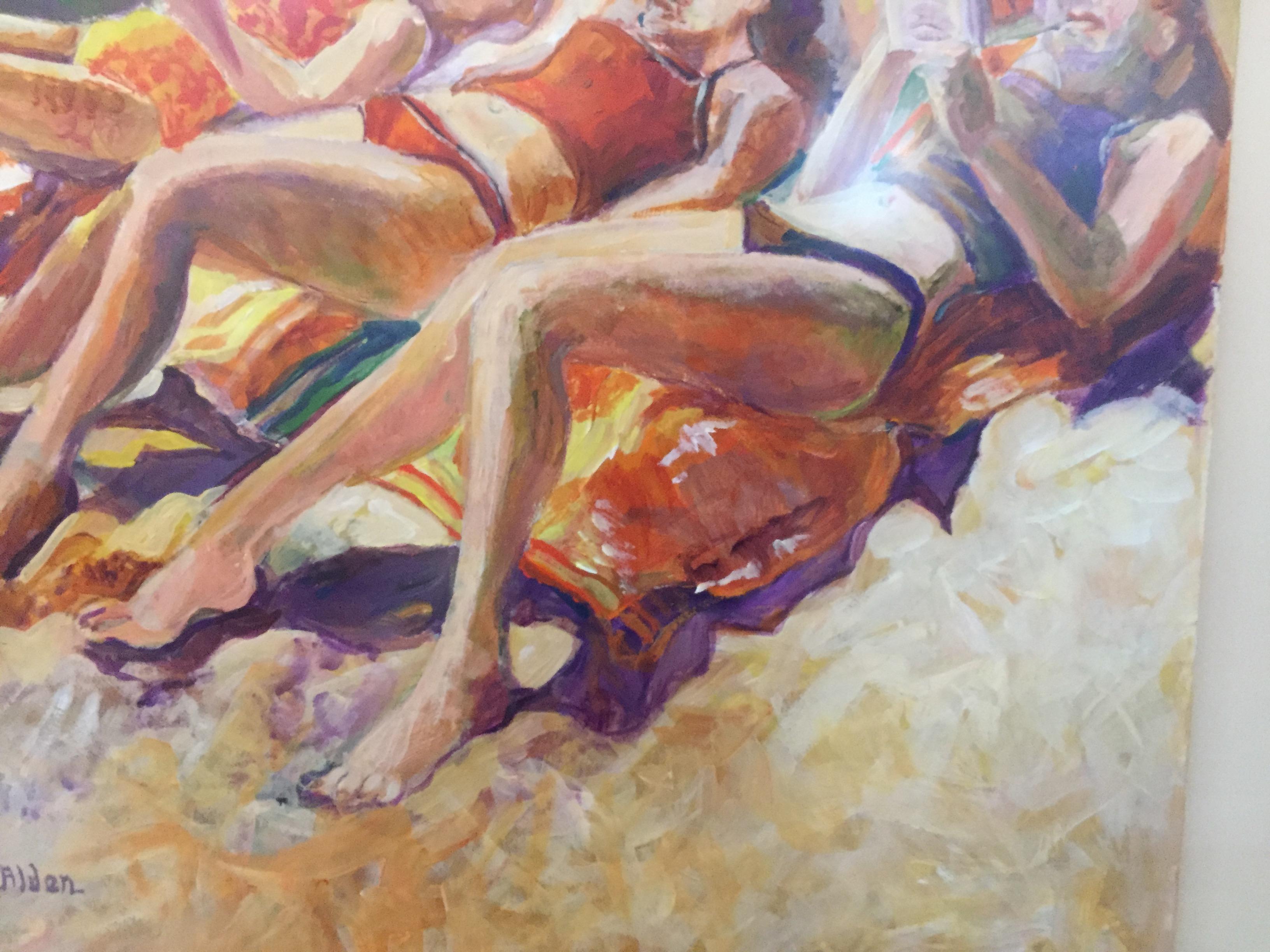 Peinture aquarelle de la scène de plage par Selma Alden en vente 1