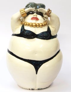 Sunbathing Lady Decorative Centerpiece, Handmade Italy, 2020, Hand-Crafted