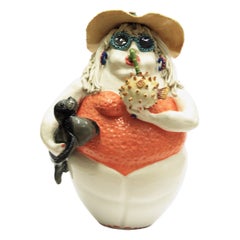 Dama Foca Tomando el Sol, Centro de Mesa Decorativo Hecho a Mano Italia 2020, Hecho a Mano