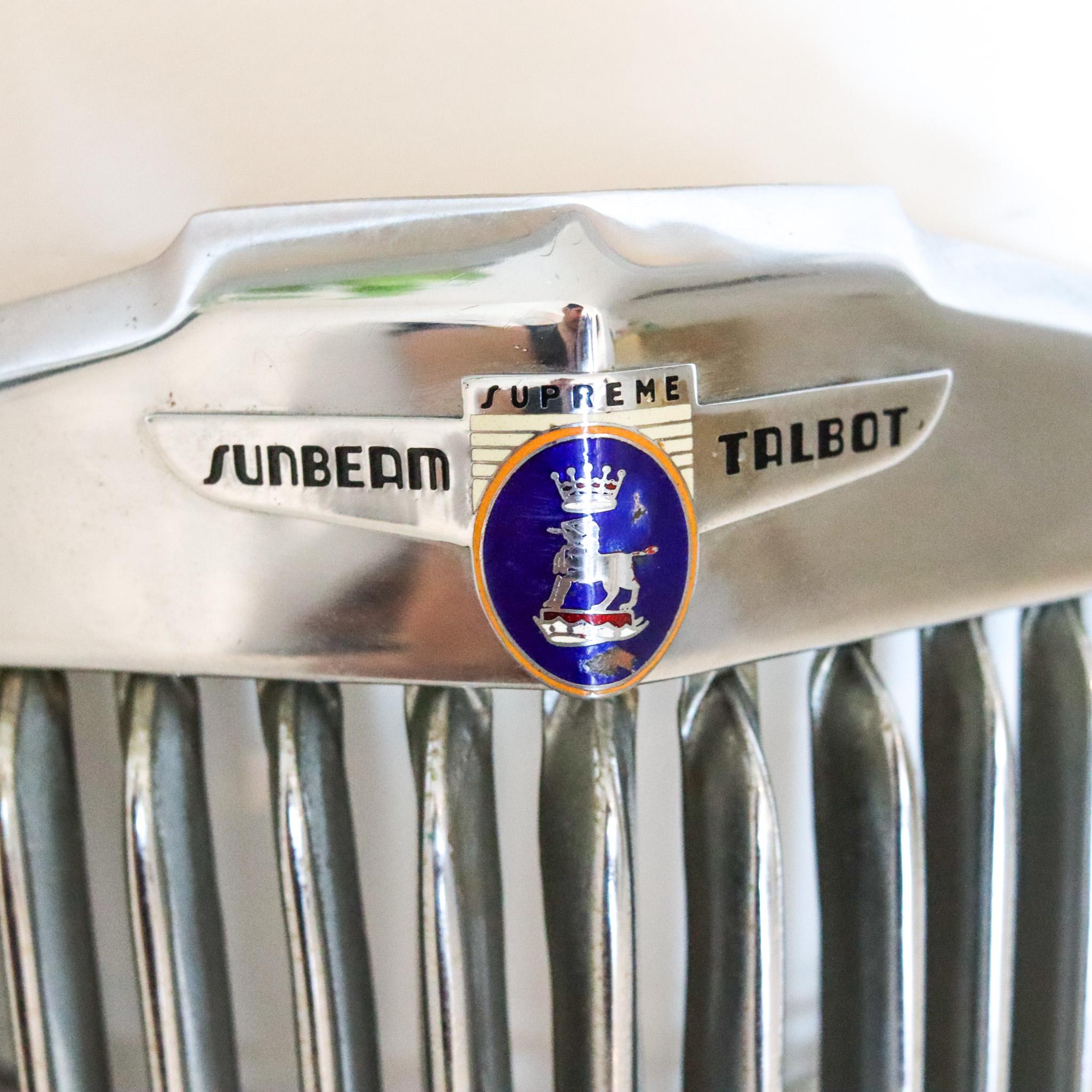 Art Deco Sunbeam Supreme Talbot Rare 1947 Radiator Cover Front In Steel And Enamel For Sale