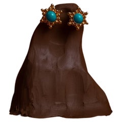 Sunbeam Turquoise Earrings 18k Yellow Gold with Turquoise Stone