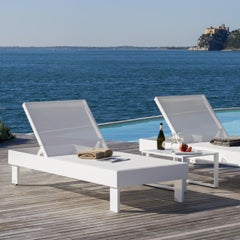 In Stock in Los Angeles, White Aluminum Outdoor Sunbed, Made in Italy