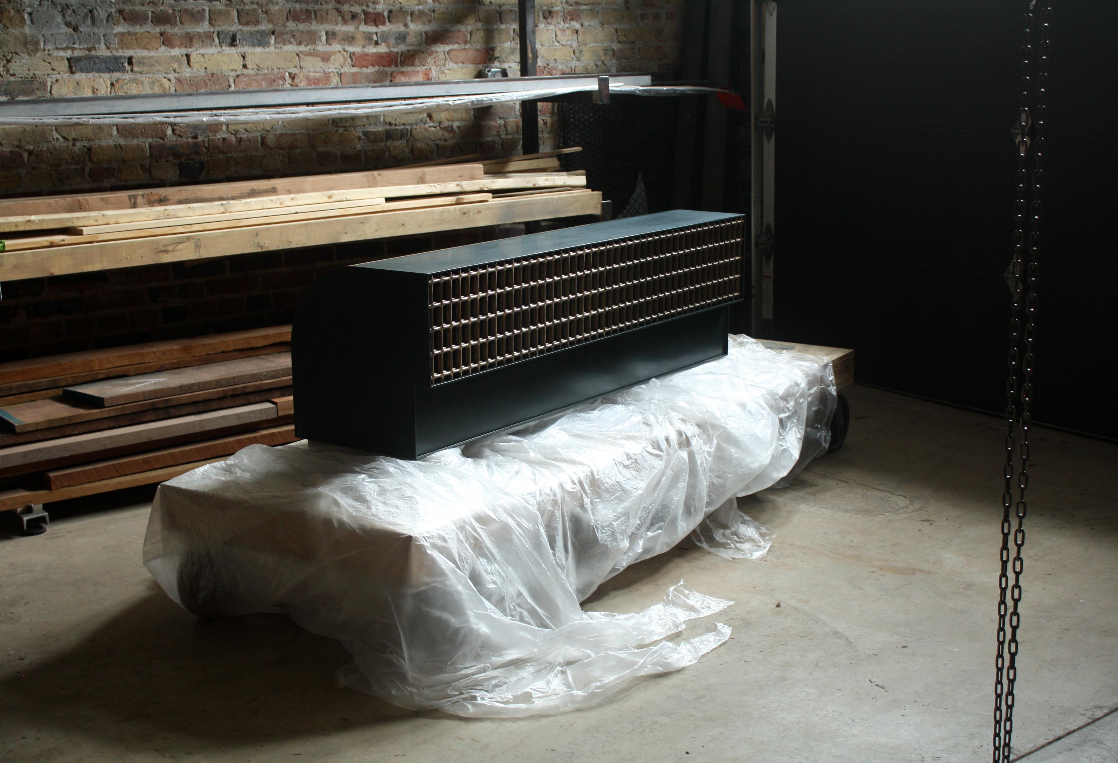 Sunbreaker Two Drawer Bench by Laylo Studio
Limited Edition
Dimensions: D 45.7 x W 152.4 x H 45.7 cm.
Materials: Steel, cast bronze, walnut.

Reflecting upon the perception of value under the influence of contemporary culture, our variation in this