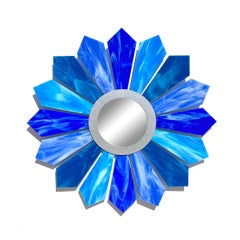 "Sunburst AH" Original Glass and Metal Wall Sculpture / Mirror