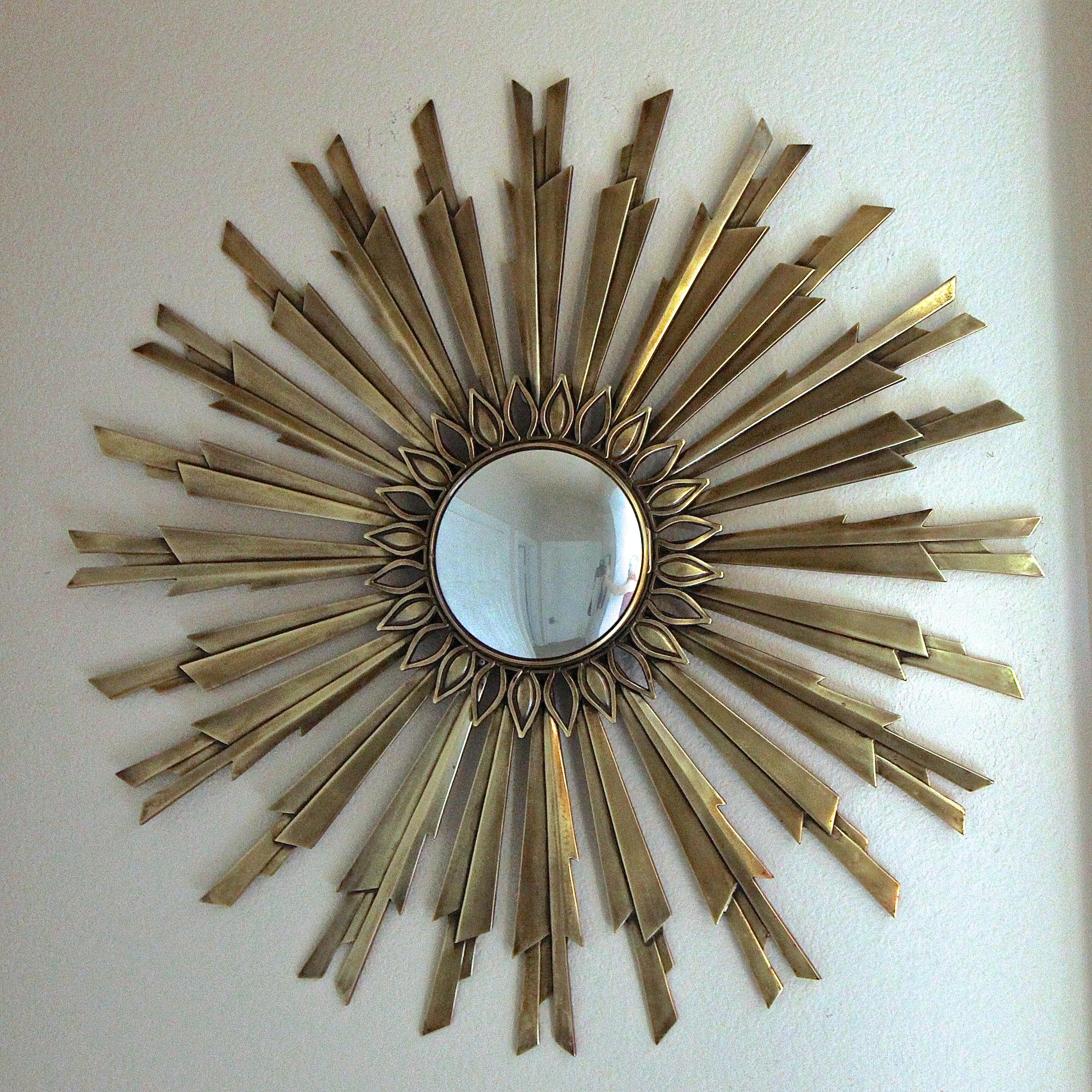 Sunburst Art Deco Bronze Metal Convex Wall Art Mirror 9