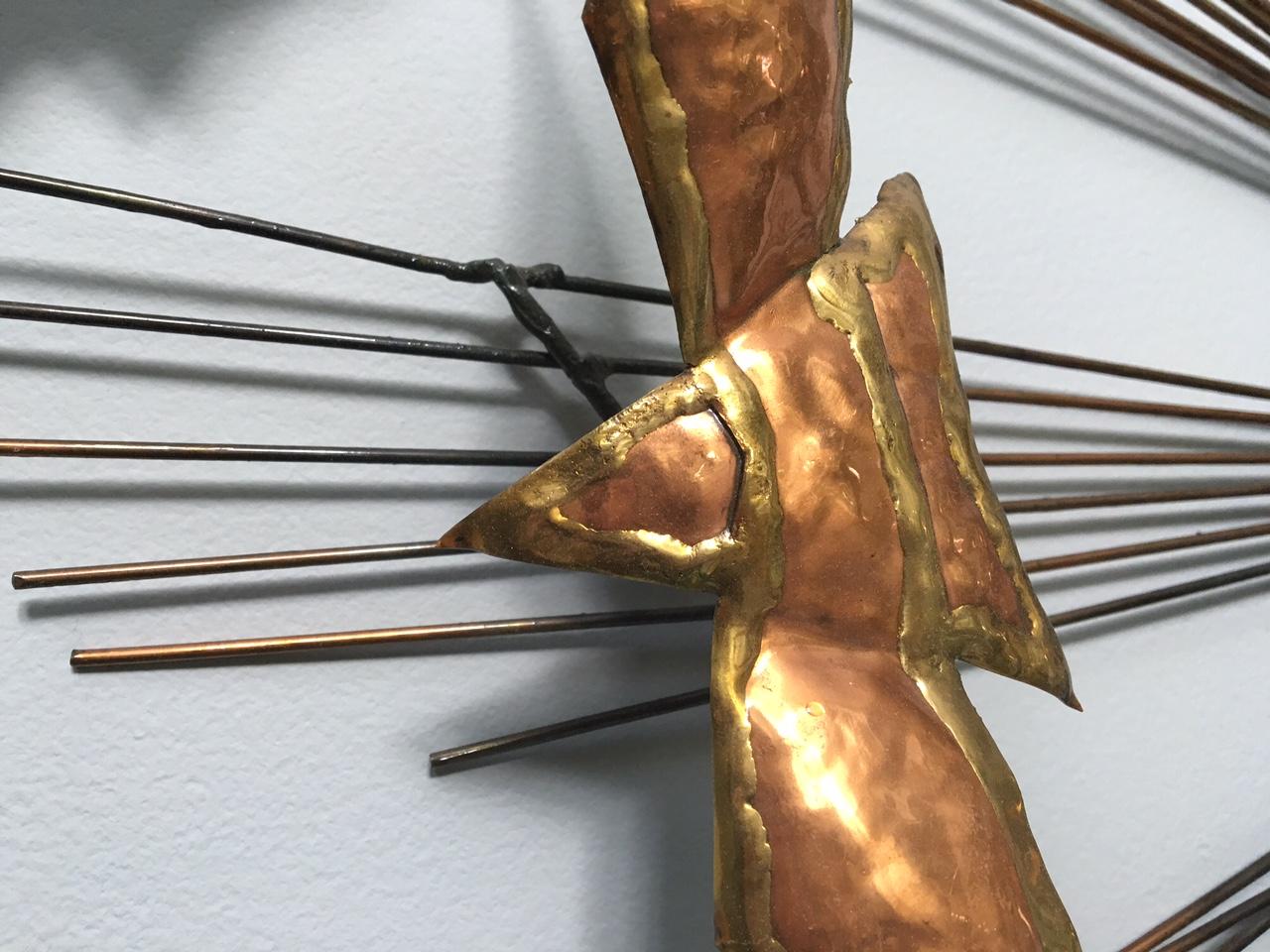 Brass Sunburst Birds Metal Wall Sculpture