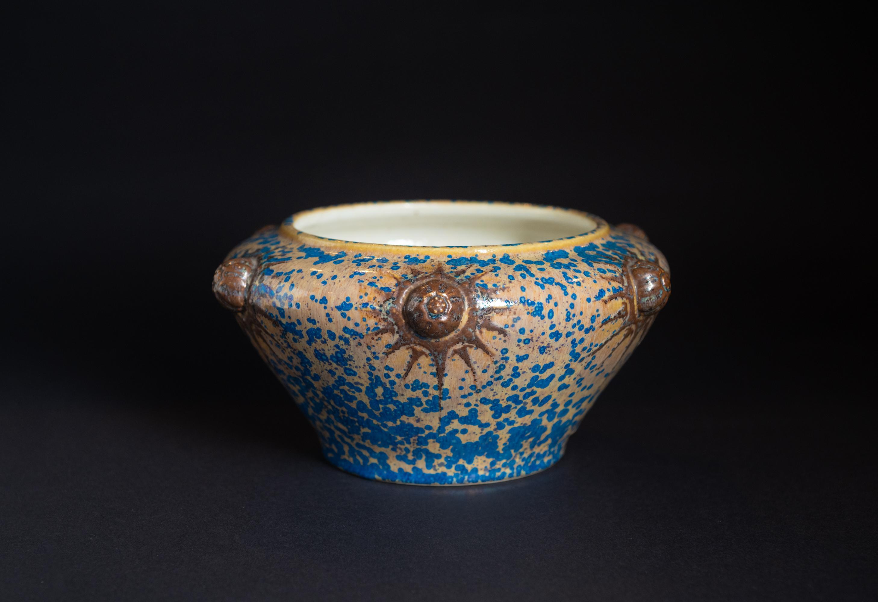 French Art Nouveau Porcelain Sunburst Vase by Emile Diffloth For Sale