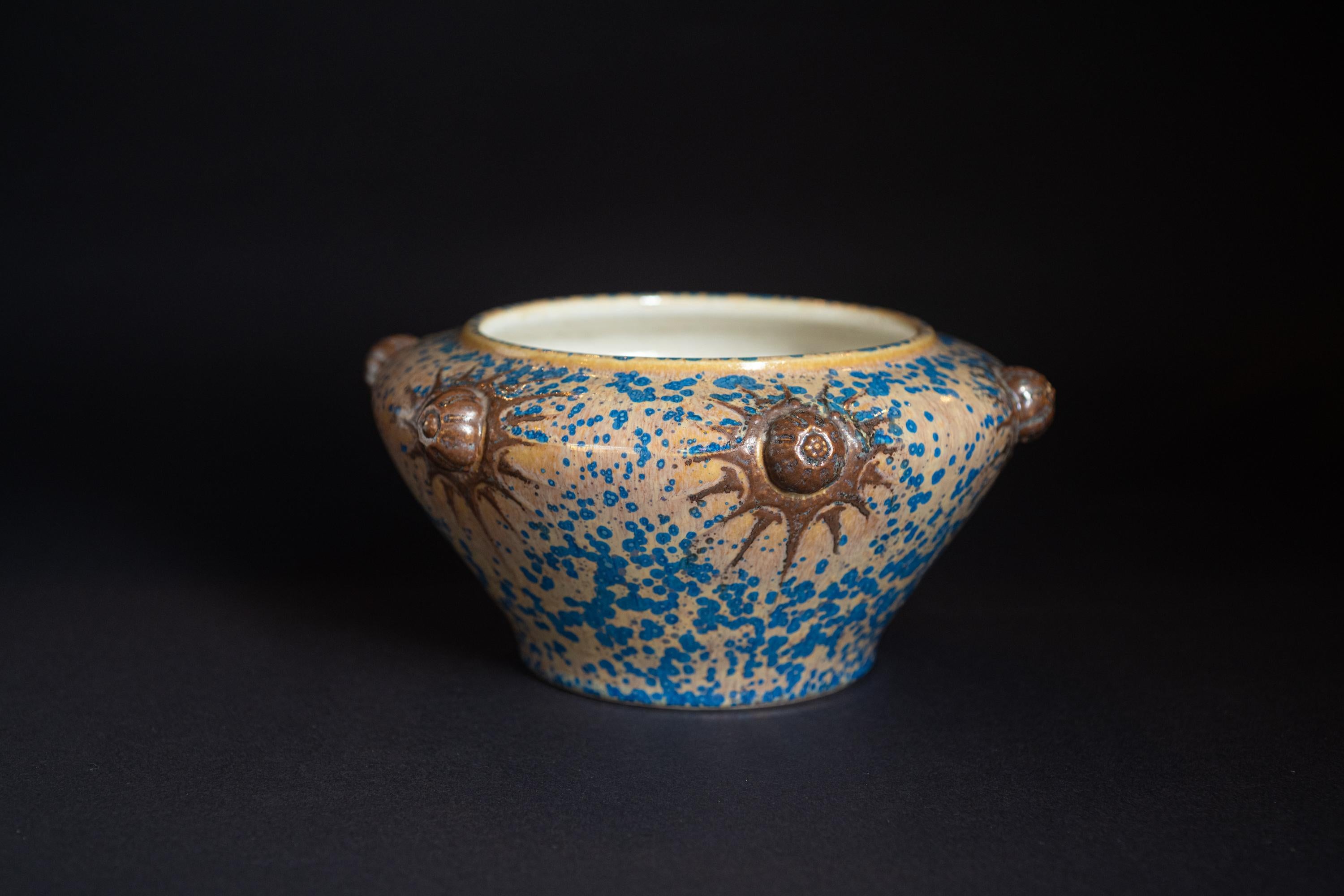 Glazed Art Nouveau Porcelain Sunburst Vase by Emile Diffloth For Sale