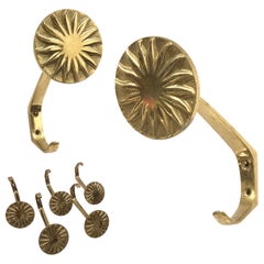 Sunburst Brutalist Mid-Century Modern Lot Five Wall Hook Vereinigte Werkstätten