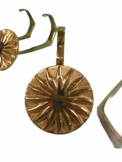 Sunburst Brutalist Mid-Century Modern Lot Four Wall Hook Vereinigte Werkstätten