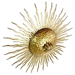 Sunburst Brutalist Spanish Ceiling Light 1950’s Gold